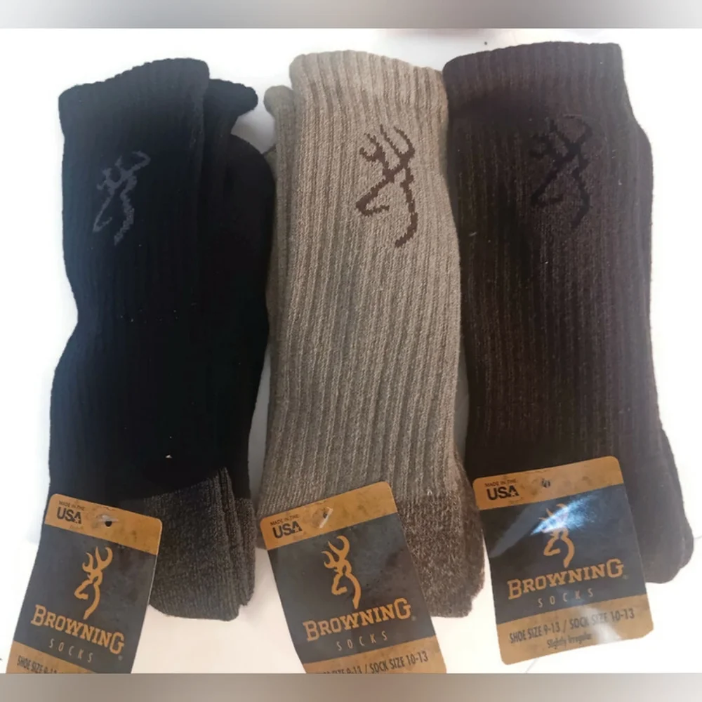 MEN'S BROWNING 3 PAIR COTTON BLEND SOCK - Picture 2 of 3